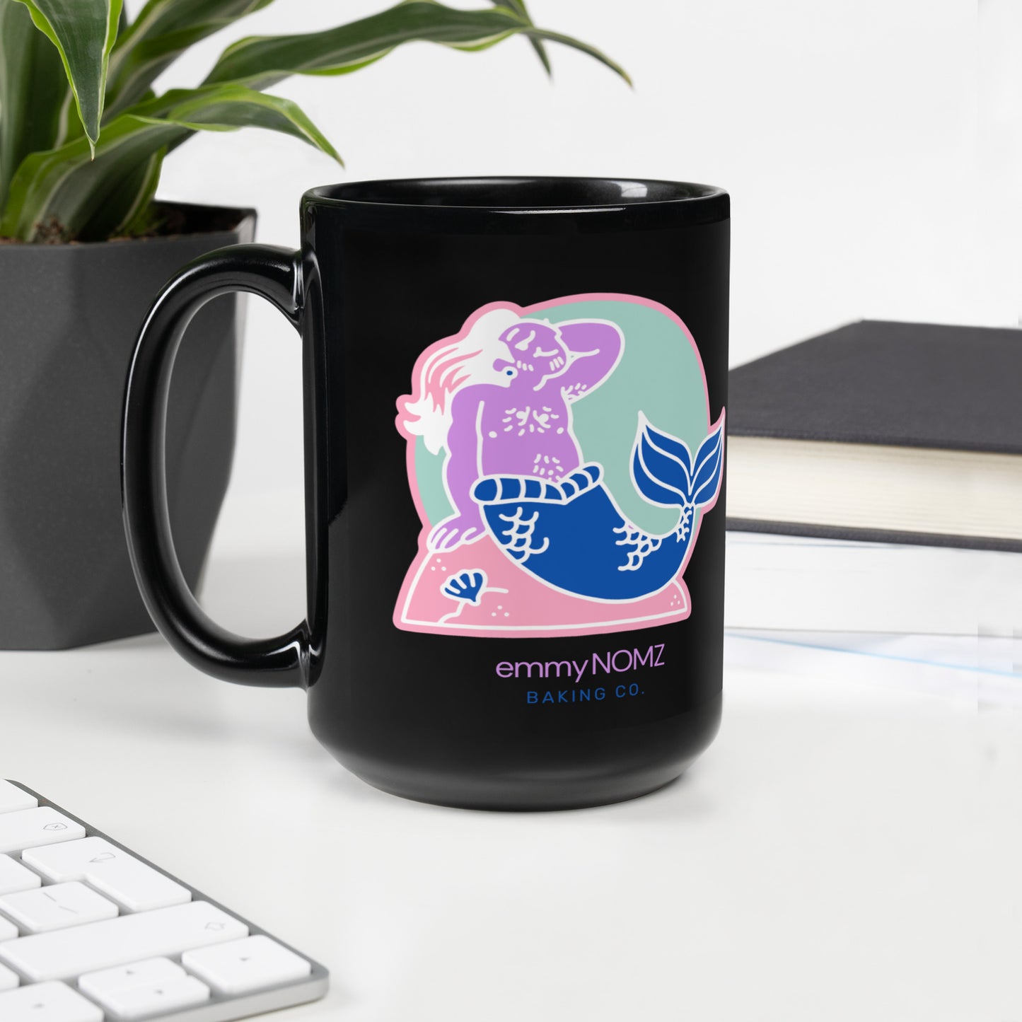 Black Glossy Merperson Mug